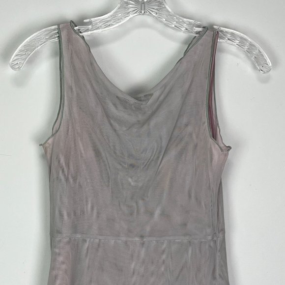 ABS Allen Schwartz Mesh Sleeveless Floral Embroidered Cocktail Dress Gray size 4 - Picture 7 of 14